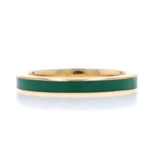 Michael M Chroma Green Enamel Band - Yellow Gold 14k Stripe Stack Ring Size 7